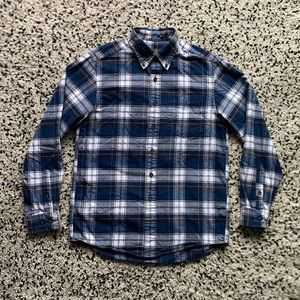 Eddie Bauer Flannel Shirt Men's Blue White Plaid Long Sleeve Size Small